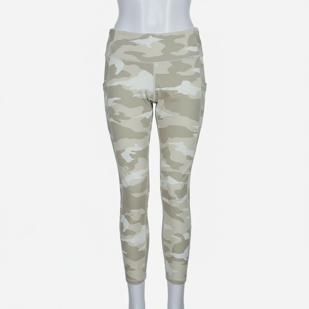 Athleta Salutation‎ Stash Camo Leggings Beige Tan White Size Small Petite